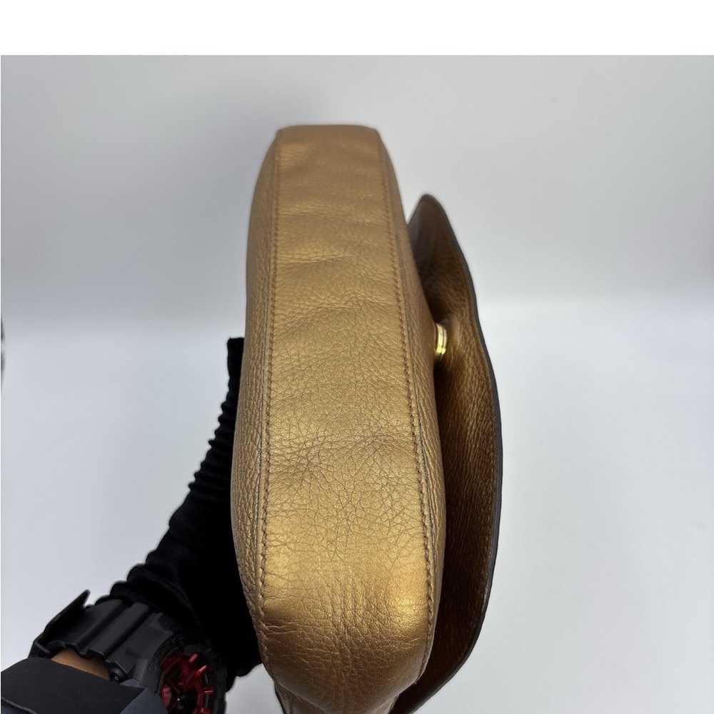 Authentic Gucci Metallic Gold Soho Chain Flap Bag Shoulder Crossbody - Picture 9 of 16